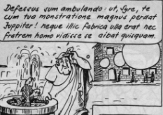 Demea, tired of walking about (image from H. Oberst, Terenz in Comics)