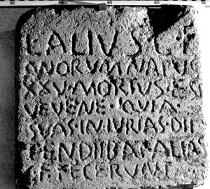 Inscription for L. Alius. – Image source: http://db.edcs.eu/epigr/bilder.php?bild=PH0001264;$CIL_01_03358a.jpg&nr=1 (c) CIL - BBAW>