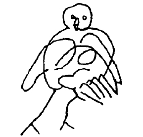 Drawing of an owl. – Image source: Langner, Graffitizeichnungen.